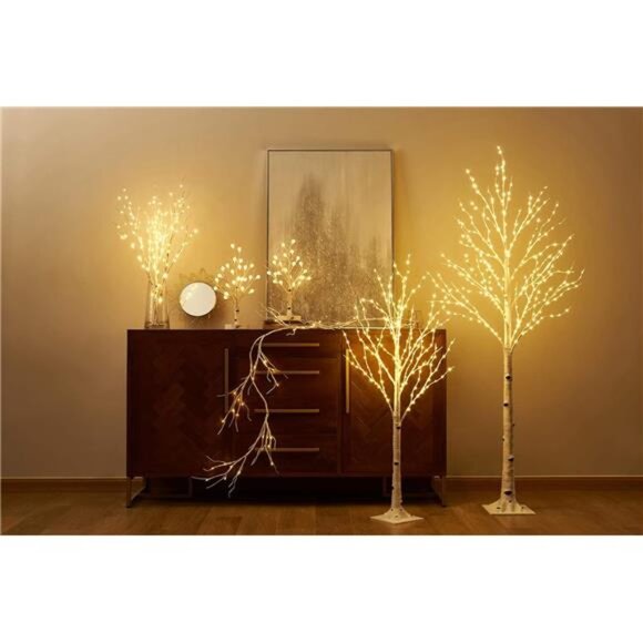 Lighted Birch Garland 6FT 48 LED Battery Operated Timer Pre-lit Twig Vine Lights - Picture 3 of 7